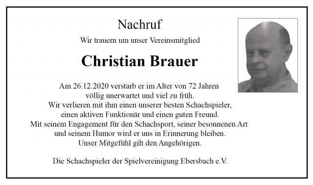 Christian Brauer Todesanzeige